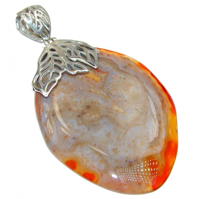 Huge Botswana Agate Sterling Silver handcrafted Pendant