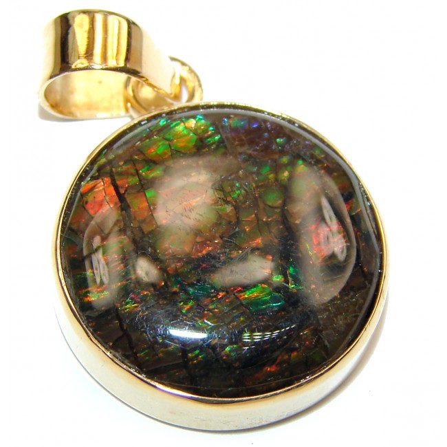 One of the kind genuine Canadian Ammolite 14K gold over .925 Sterling Silver handcrafted Pendant