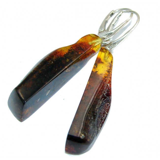 Back to Nature Baltic Amber Sterling Silver handmade earrings