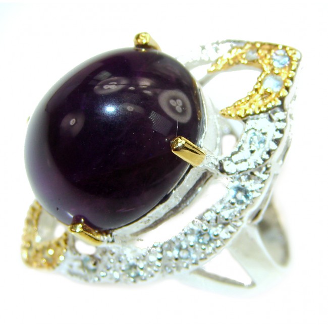 Huge Authentic Amethyst .925 Sterling Silver handmade Ring size 7