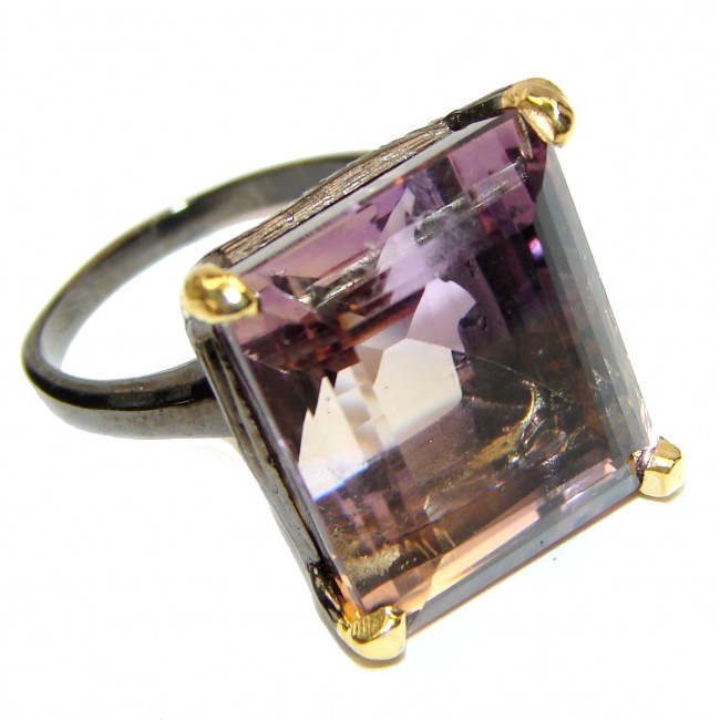 Simple Beauty 45ctw Ametrine .925 Sterling Silver handcrafted LARGE Ring s. 9