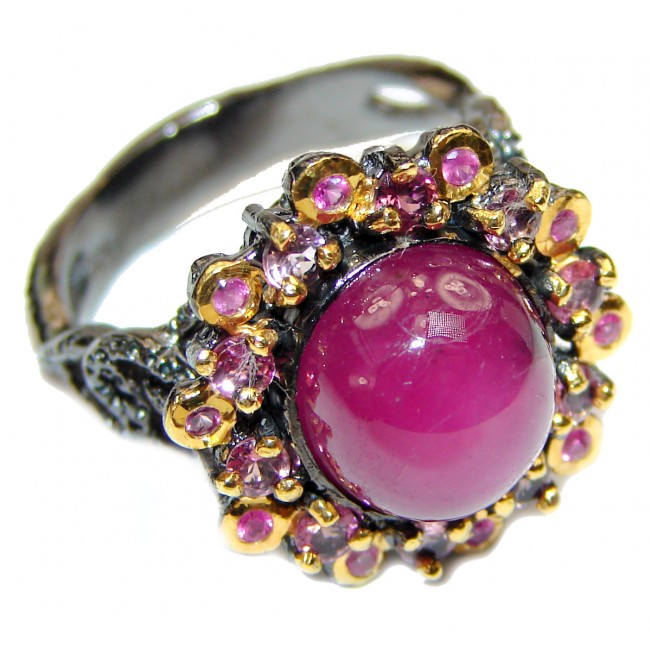Perfect 8.8 ctw Ruby .925 Sterling Silver handcrafted Statement Ring size 8 1/4
