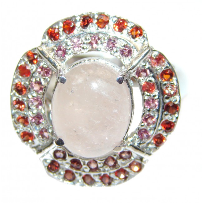 Pink Perfection Rose Quartz Ruby .925 Sterling Silver Ring size 8