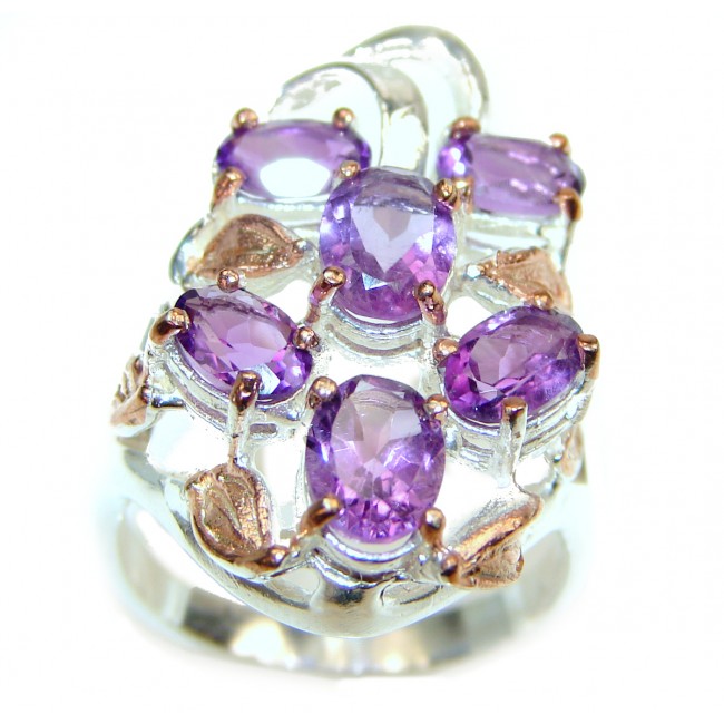 Purple Perfection Amethyst 2 tones .925 Sterling Silver Ring size 7 3/4
