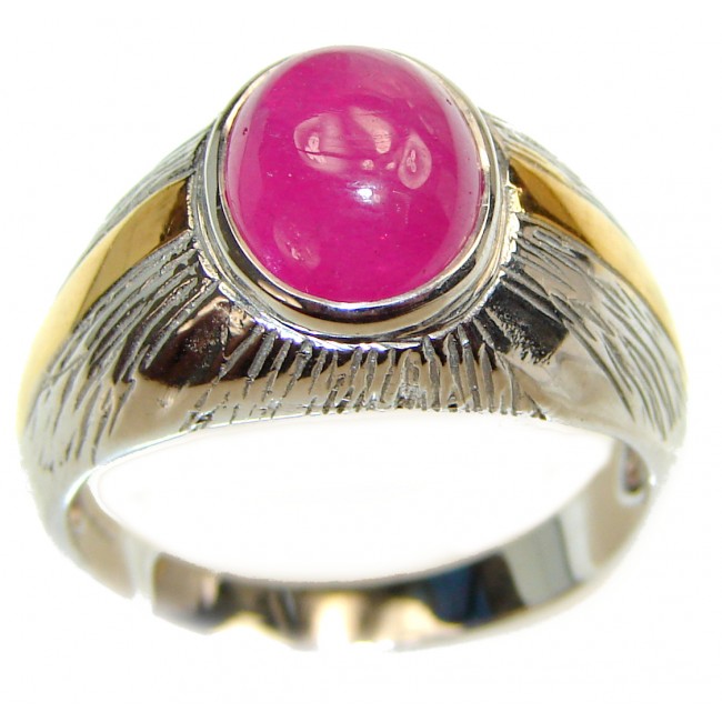 Genuine Ruby .925 Sterling Silver handcrafted Statement Large Ring size 9