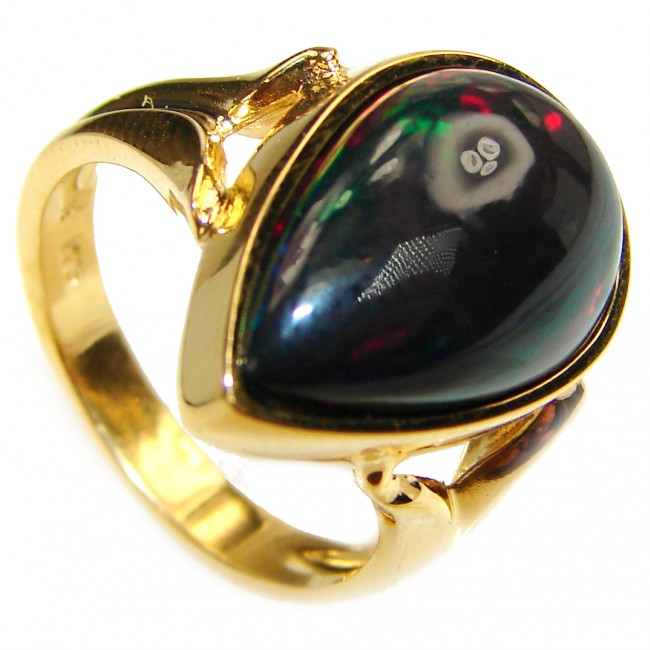 Vintage Design 2.5ctw Genuine Black Opal 18K Gold over .925 Sterling Silver handmade Ring size 6