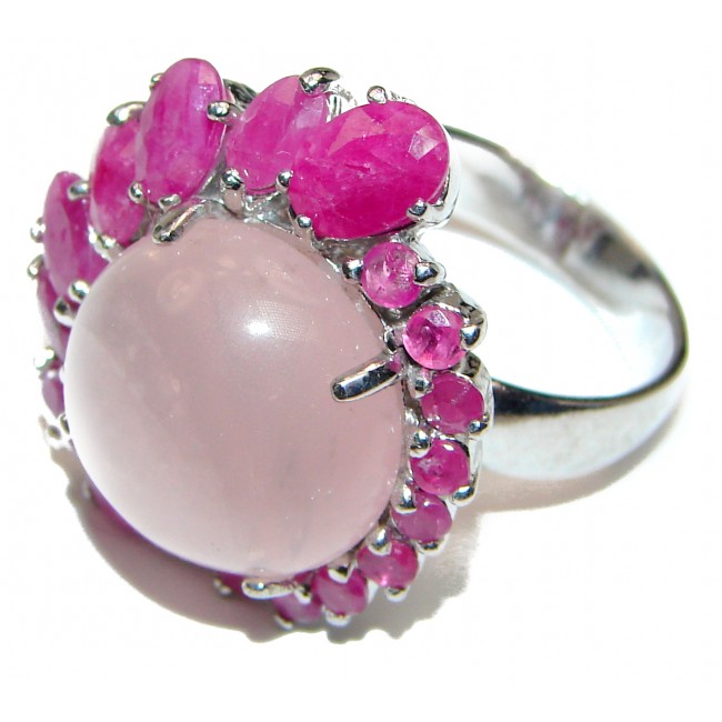 Pink Perfection Rose Quartz Ruby .925 Sterling Silver Ring size 8