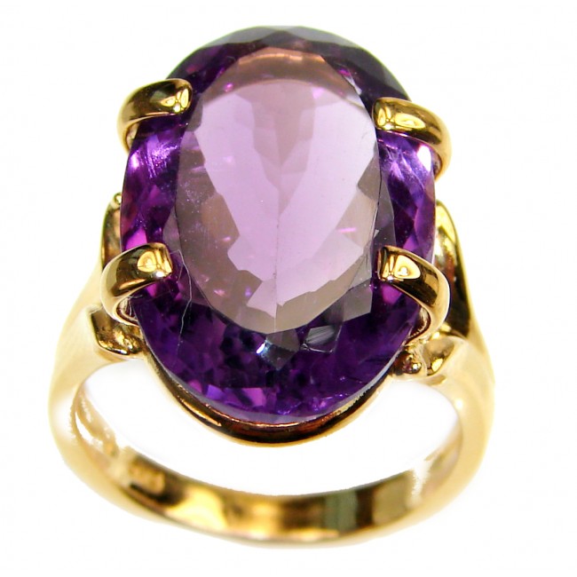 Authentic Oval cut 25ctw Amethyst gold over .925 Sterling Silver brilliantly handcrafted ring s. 6
