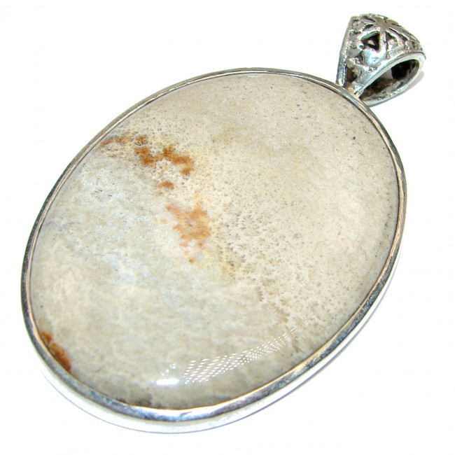 Fossilized Coral .925 Sterling Silver handcrafted pendant