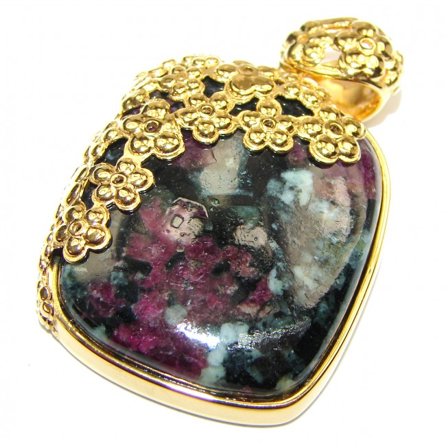 Amazing Ruby in Zoisite 18K Gold over .925 Sterling Silver handmade Pendant