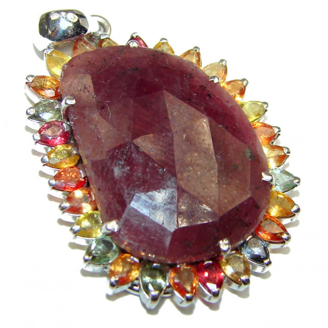 Genuine Ruby Tourmaline .925 Sterling Silver handcrafted pendant