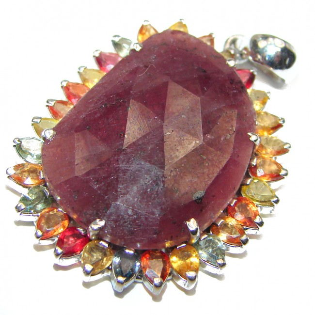 Genuine Ruby Tourmaline .925 Sterling Silver handcrafted pendant