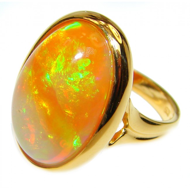 EVOLUTIONARY WONDER Genuine Ethiopian Opal 24K Gold over .925 Sterling Silver handmade Ring size 7 1/2