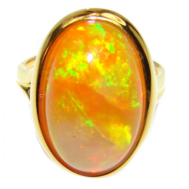 EVOLUTIONARY WONDER Genuine Ethiopian Opal 24K Gold over .925 Sterling Silver handmade Ring size 7 1/2