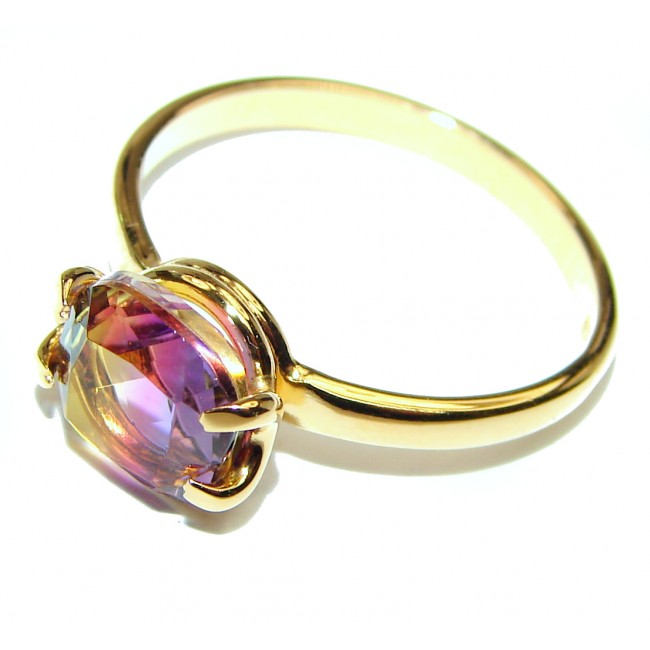 3.8 ctw Ametrine 18K Gold over .925 Sterling Silver handcrafted Ring size 8 3/4