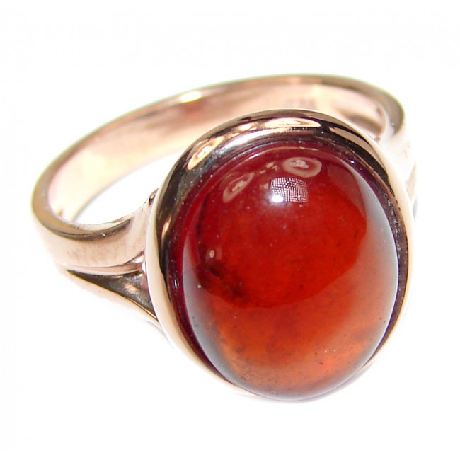 Genuine Ruby 18K yellow Gold over .925 Sterling Silver handmade Cocktail Ring s. 6