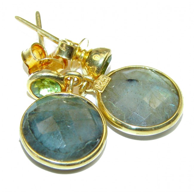 Perfect Labradorite 14K Gold over .925 Sterling Silver handmade earrings