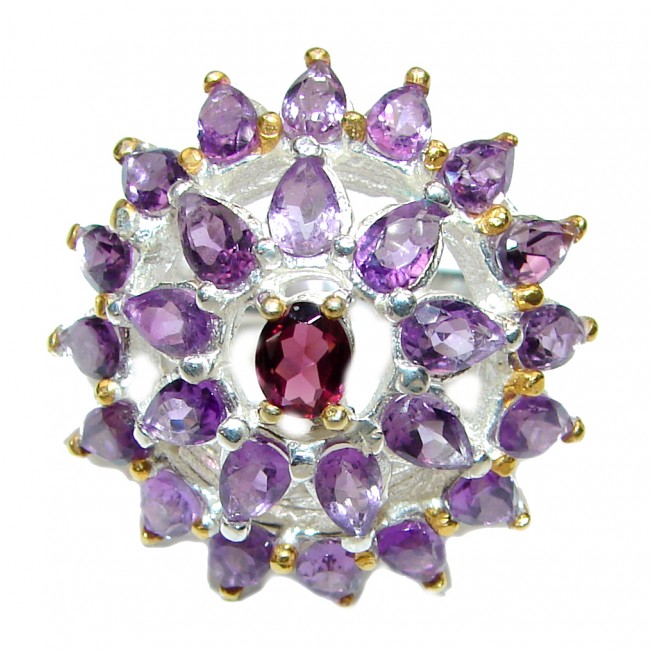 Authentic Oval cut 25ctw Amethyst gold over .925 Sterling Silver brilliantly handcrafted ring s. 8