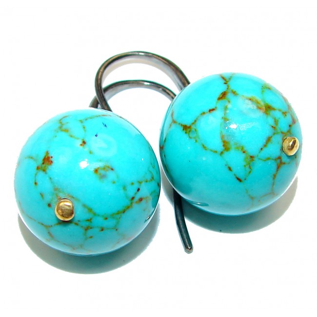 Bohemian Style Genuine Turquoise .925 Sterling Silver handcrafted Earrings