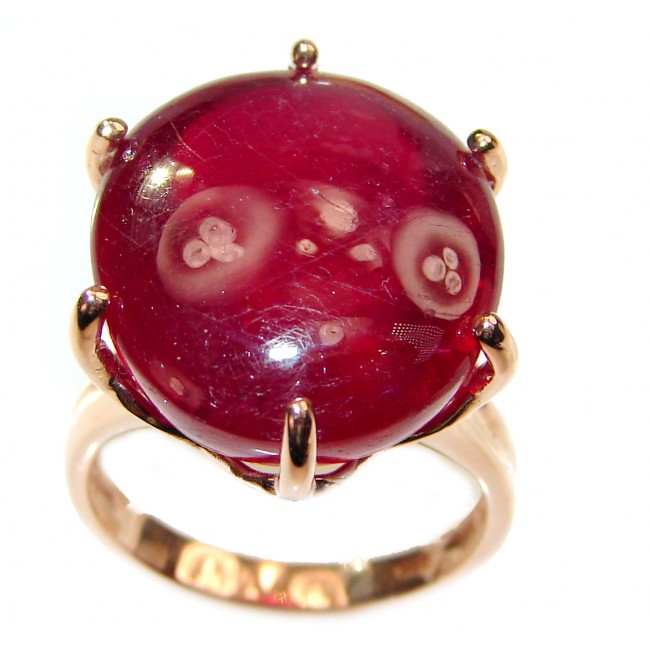 Perfect 25.8 ctw Ruby Rose Gold over .925 Sterling Silver handcrafted Statement Ring size 6