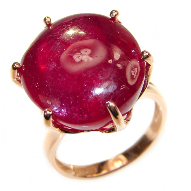 Perfect 25.8 ctw Ruby Rose Gold over .925 Sterling Silver handcrafted Statement Ring size 6