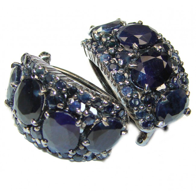 Red CARPET STYLE Authentic Sapphire black rhodium over .925 Sterling Silver handcrafted earrings