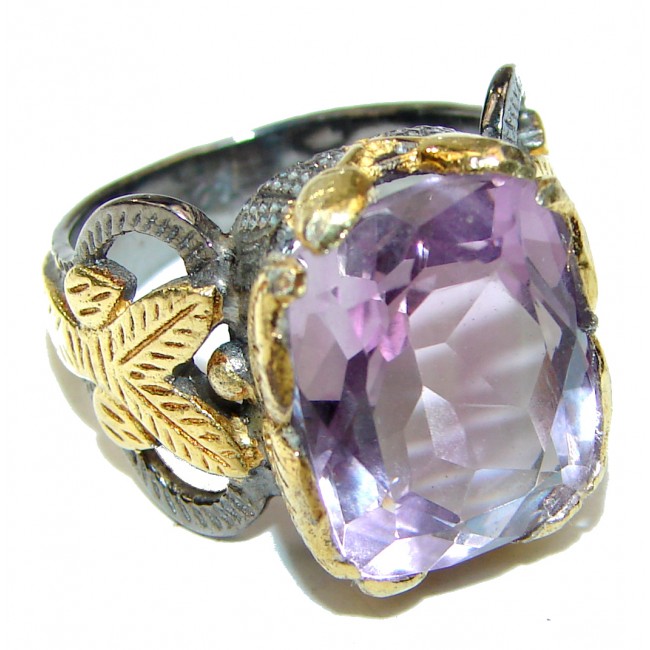 Vintage Style Pink Amethyst .925 Sterling Silver Ring s. 6 1/4