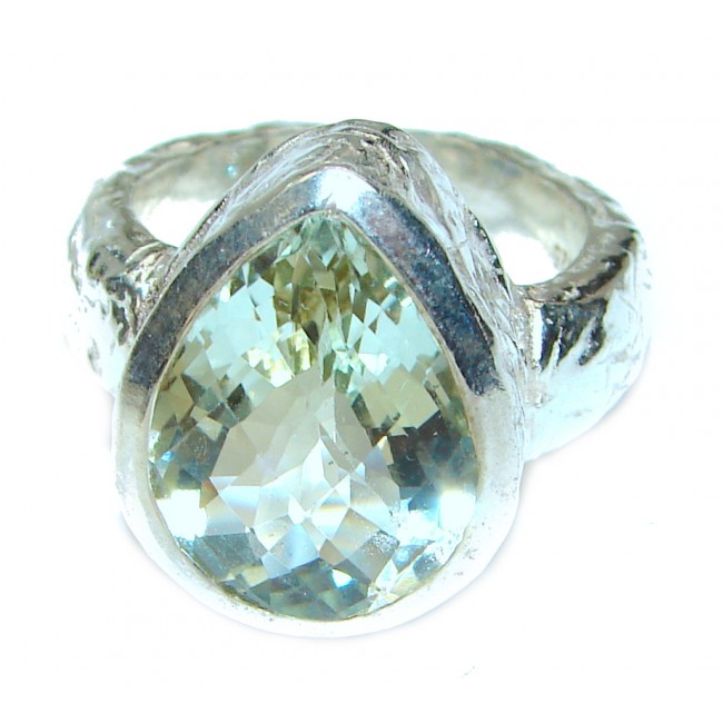 Authentic green Amethyst .925 Sterling Silver handmade Ring size 7