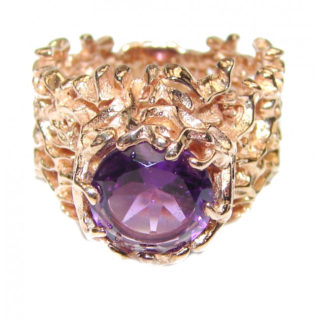 Purple Reef Amethyst Rose Gold over .925 Sterling Silver Ring size 6