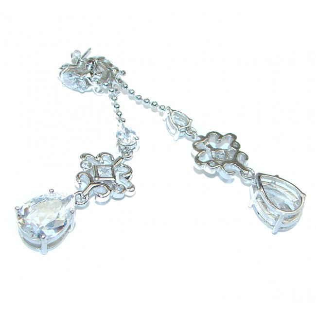 Perfect genuine White Topaz .925 Sterling Silver handmade Luxury earrings