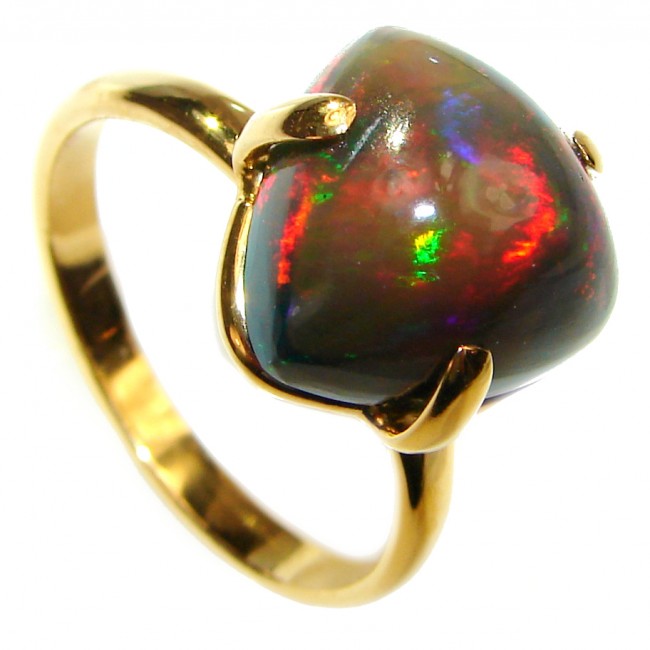Pallete OF Colors 6.5ctw Genuine Black Opal 18K Gold over .925 Sterling Silver handmade Ring size 9 1/4