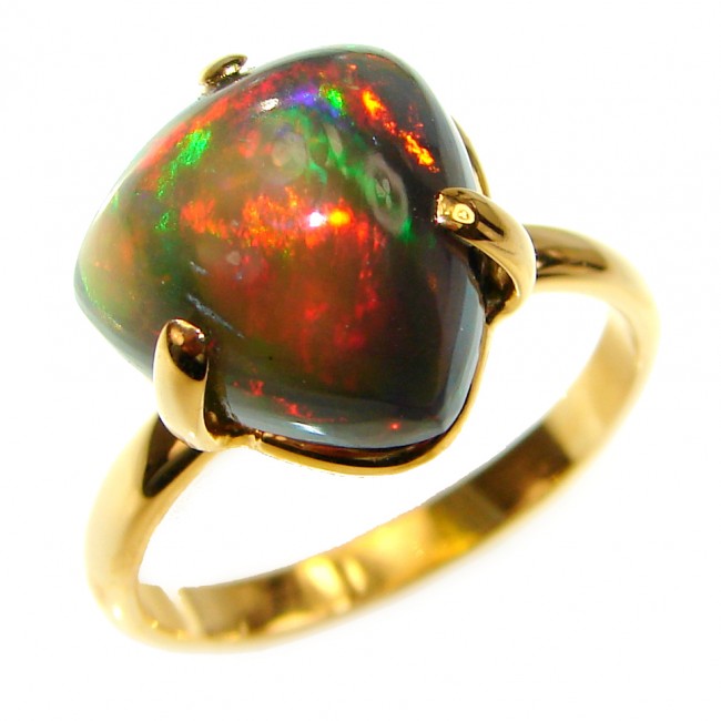Pallete OF Colors 6.5ctw Genuine Black Opal 18K Gold over .925 Sterling Silver handmade Ring size 9 1/4