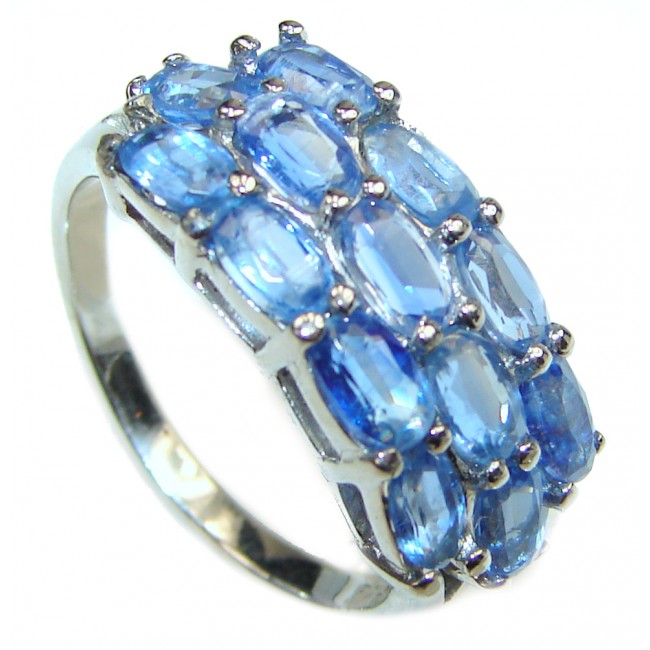 Genuine Kyanite .925 Sterling Silver handcrafted Statement Ring size 8 3/4