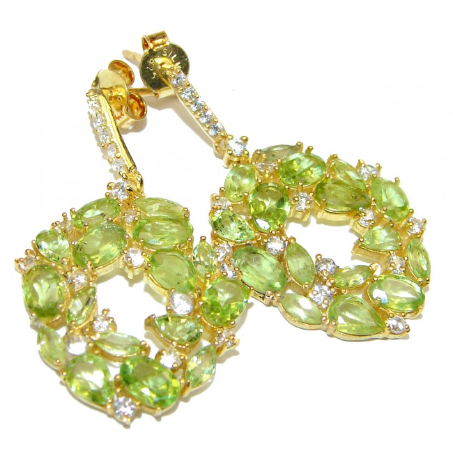 Spectacular Authentic Peridot 14K Gold over .925 Sterling Silver handmade earrings