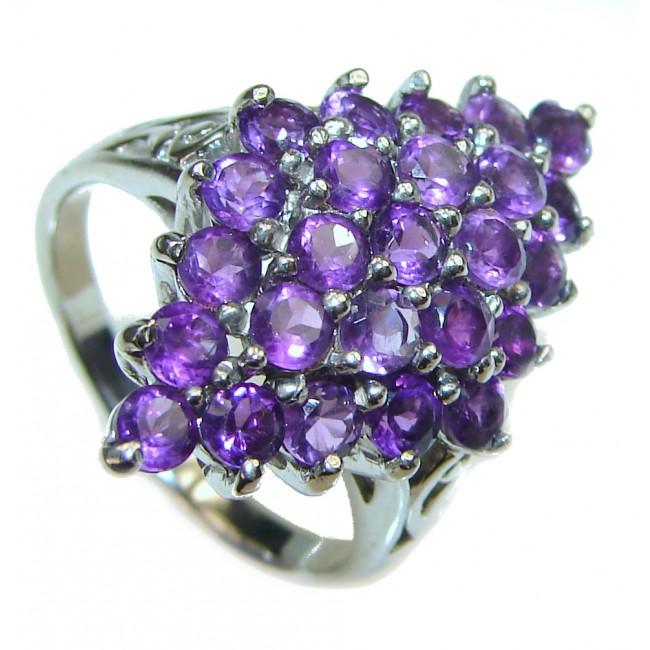 Large genuine Amethyst .925 Sterling Silver handcrafted Ring size 8 1/2