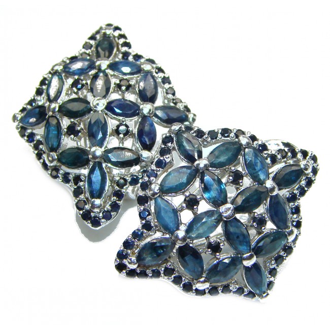Exceptional Genuine Sapphire .925 Sterling Silver handmade earrings