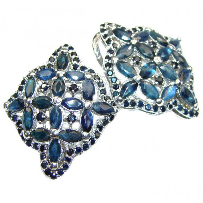 Exceptional Genuine Sapphire .925 Sterling Silver handmade earrings