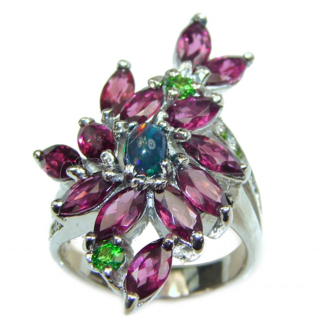 Laura Authentic Black Opal Garnet .925 Sterling Silver brilliantly handcrafted ring s. 8