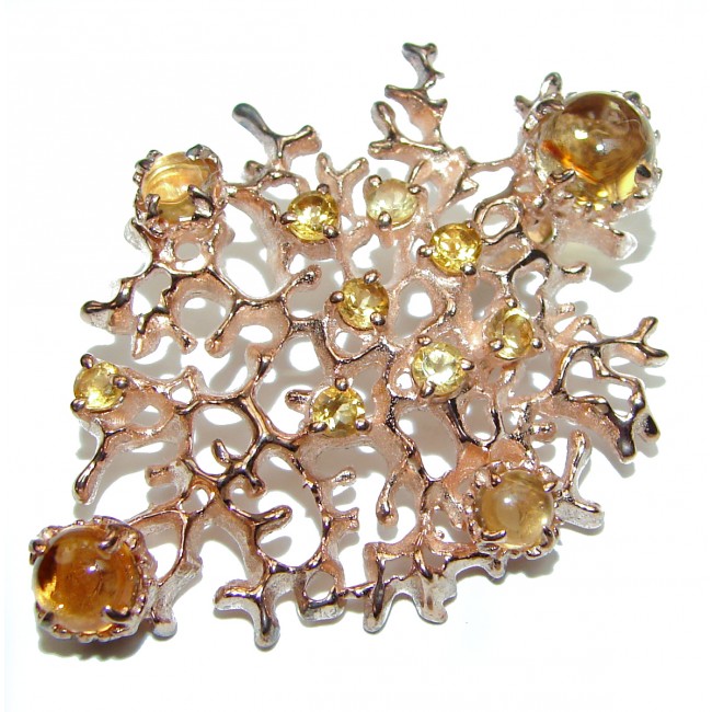 Ocean Reef genuine Citrine 14K Gold over .925 Sterling Silver handmade pendant