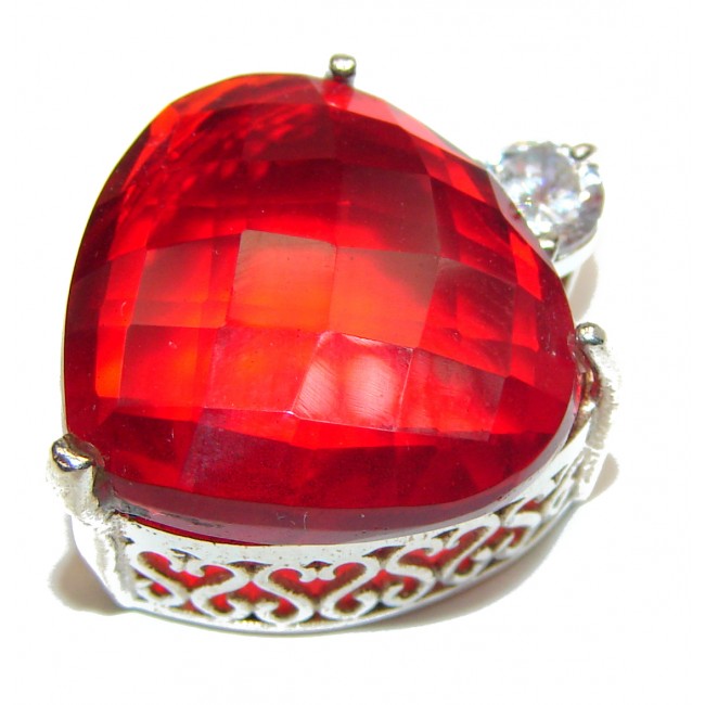 Perfect Red Heart Topaz .925 Sterling Silver handcrafted Pendant