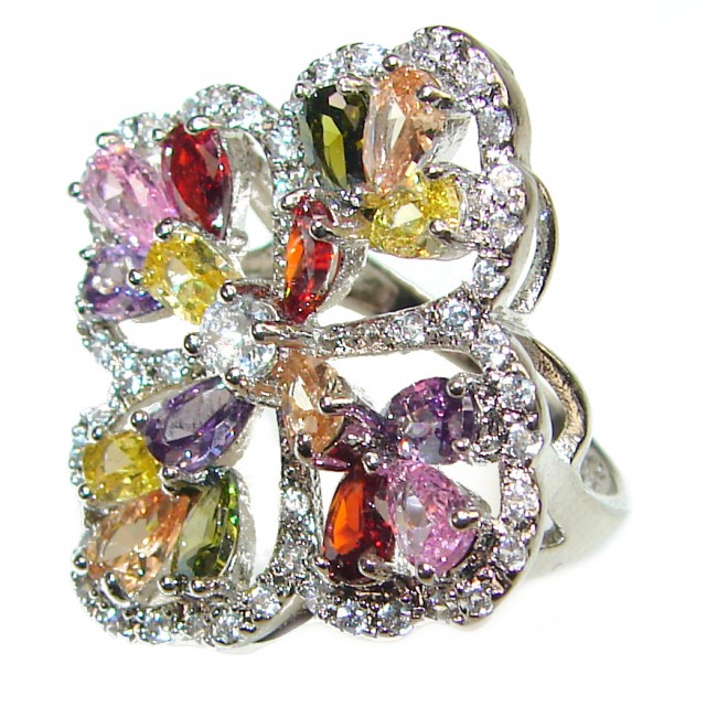 Gianna Cubic Zirconia brilliantly handcrafted .925 Sterling Silver Cocktail ring s. 6 1/4