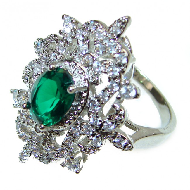 Spectacular 7.2 ctw Emerald White Topaz .925 Sterling Silver handmade Ring size 6 3/4