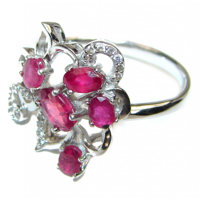 Genuine Ruby .925 Sterling Silver handcrafted Statement Ring size 8 3/4