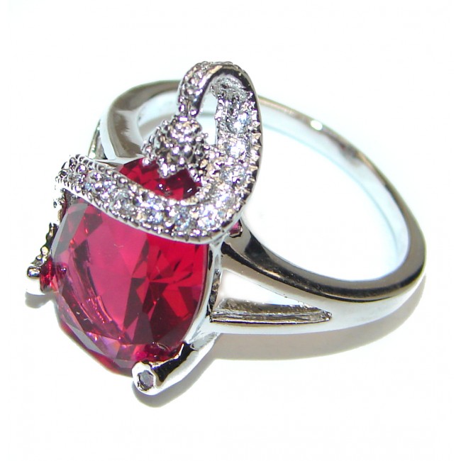 Genuine Red Topaz .925 Sterling Silver handmade Cocktail Ring s. 8