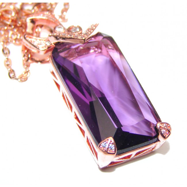 Princess Authentic Purple Topaz Rose Gold over .925 Sterling Silver necklace