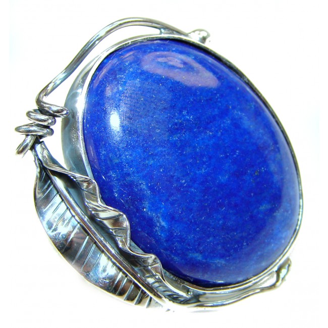 Natural afganian Lapis Lazuli .925 Sterling Silver handcrafted ring size 8 adjustable