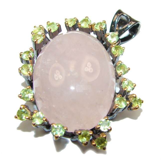 Pink Power 35ct Rose Quartz .925 Sterling Silver handcrafted Pendant