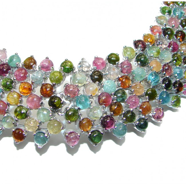 Dolce Vita HUGE authentic Brazilian Watermelon Tourmaline .925 Sterling Silver handcrafted necklace