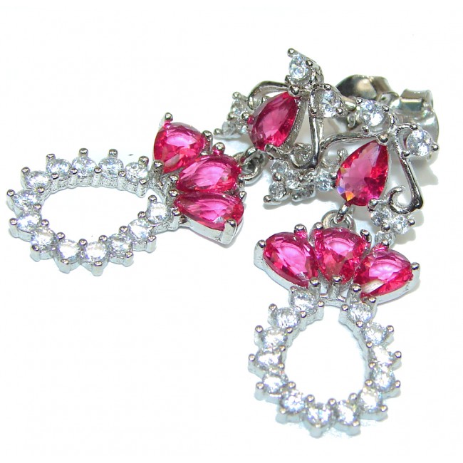 Radiant Dewdrops Red Topaz .925 Sterling Silver handmade earrings