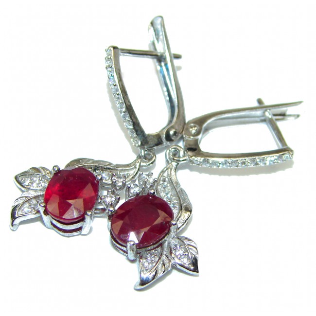 Victorian Style natural Ruby .925 Sterling Silver handcrafted earrings